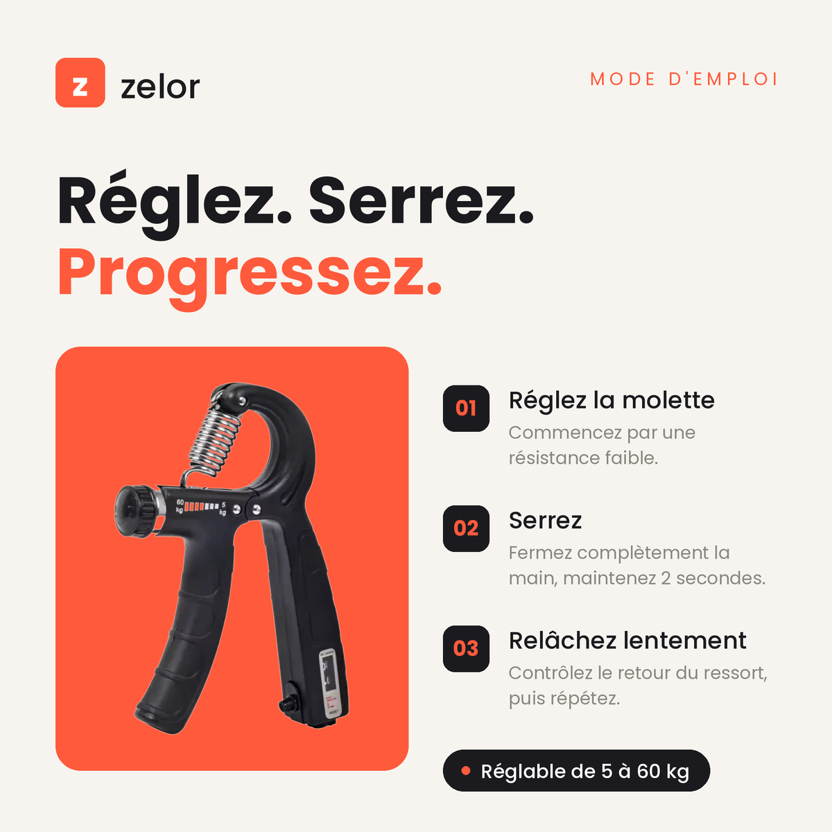 Mode d'emploi du Zelor Force en trois étapes