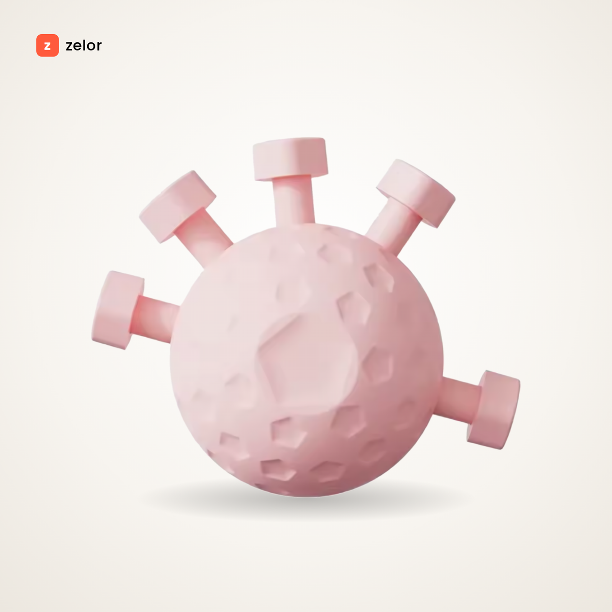 Zelor Grip, balle de préhension rose poudré